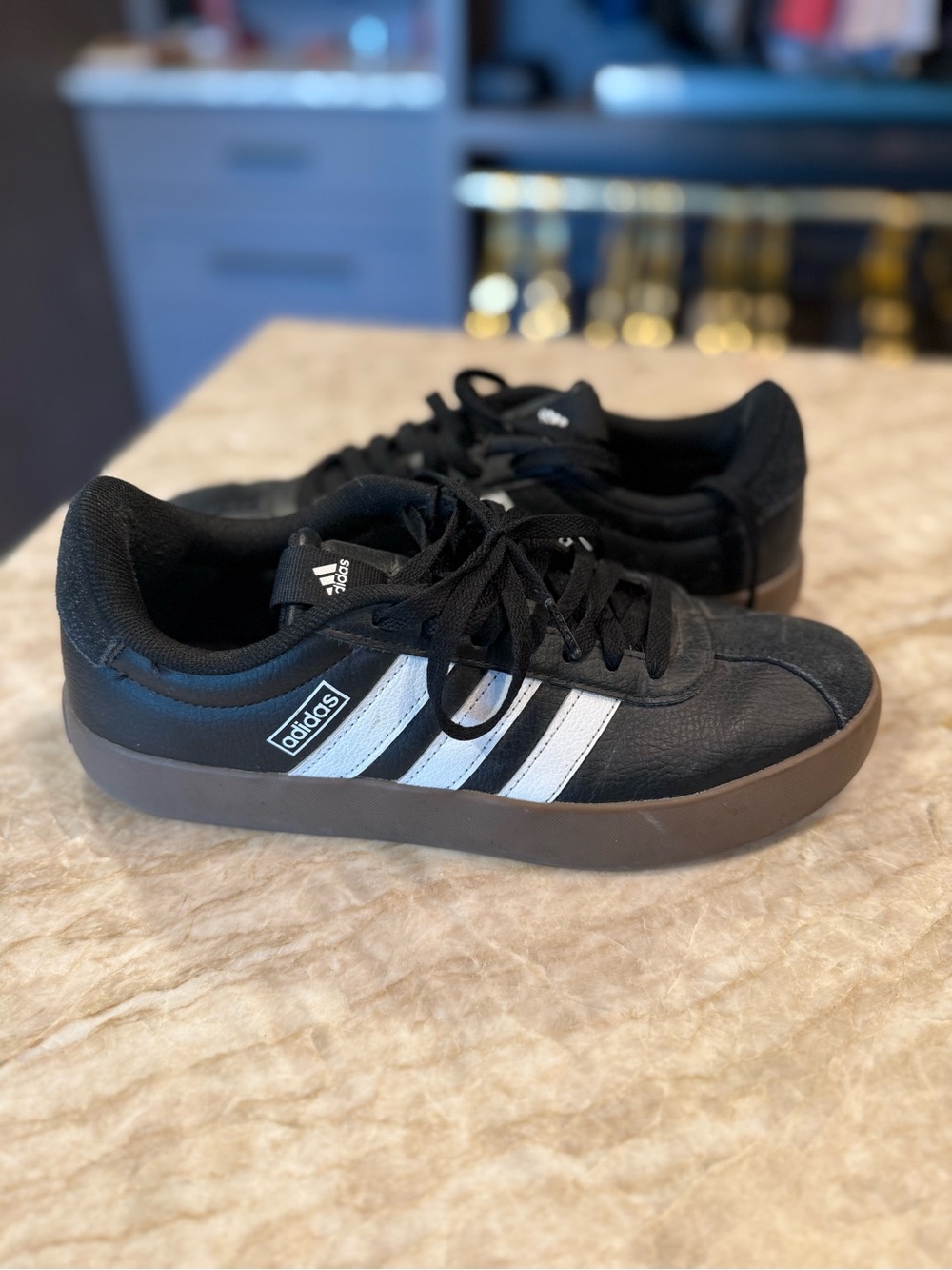 adidas Black Sneakers with White Three-Stripes